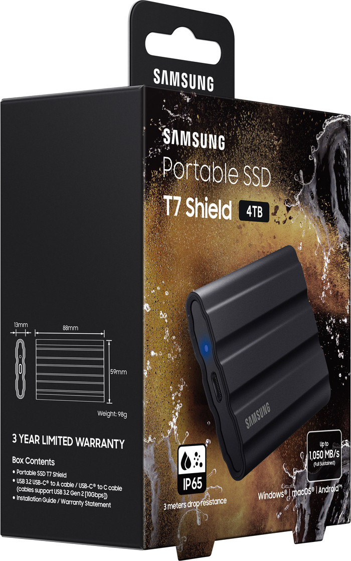 Samsung T7 Shield 4TB Zwart verpakking