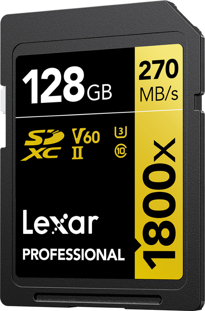 Lexar Professional SDXC 1800x GOLD 128GB 180MB/s right side