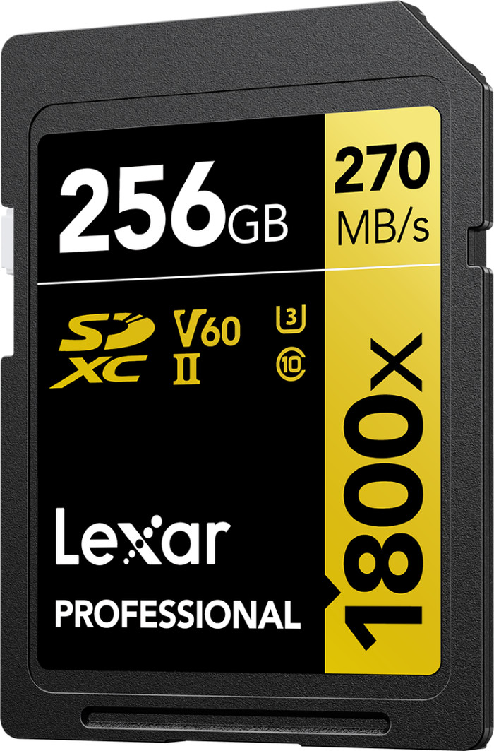 Lexar Professional SDXC 1800x GOLD 256GB 180MB/s right side