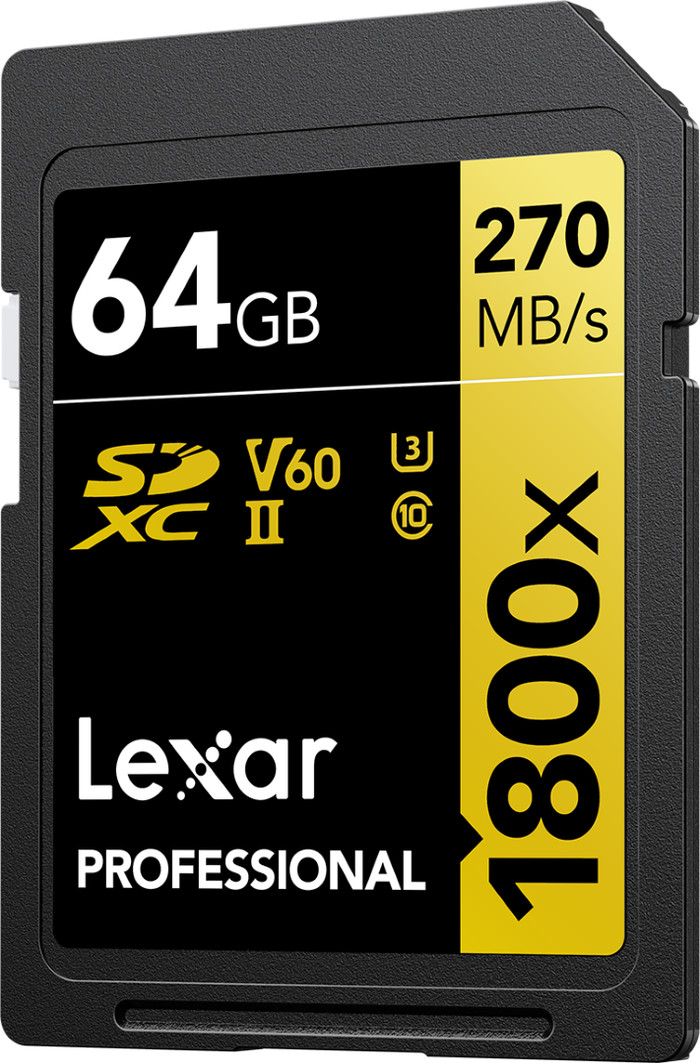 Lexar Professional SDXC 1800x GOLD 64 Go 180 Mo/s côté droit
