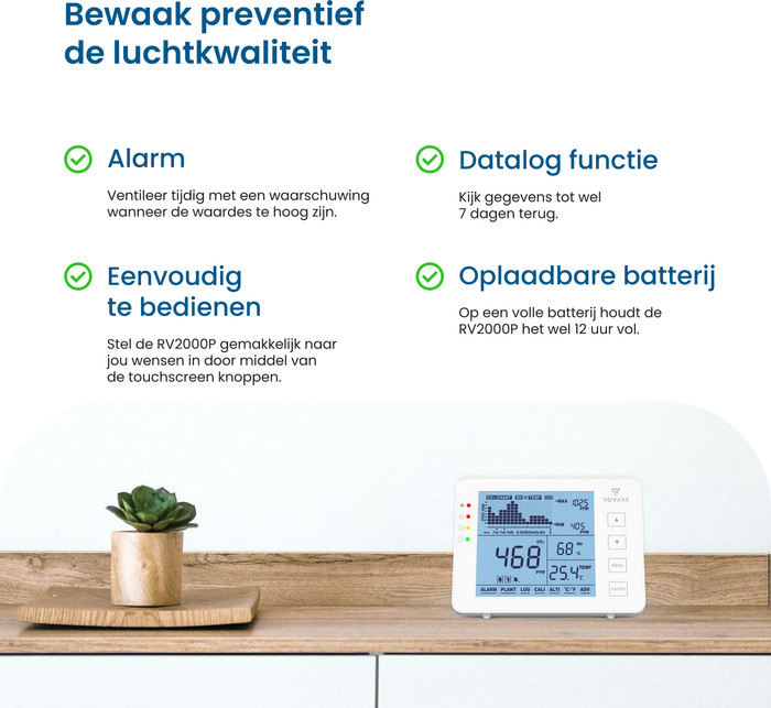 Rovary RV2000P détecteur de CO2 produit à l'usage