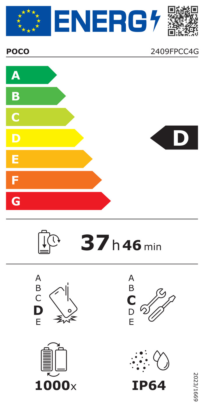 POCO M7 Pro 256GB Zwart 5G energielabel