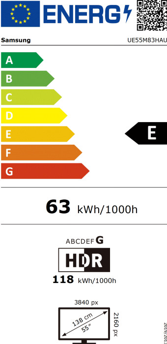 Samsung Mini-led 55" M83H (2026) energielabel
