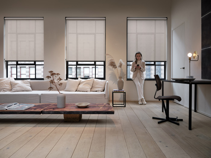 MotionBlinds Retrofit Roller Blind Motor with Bluetooth product in use