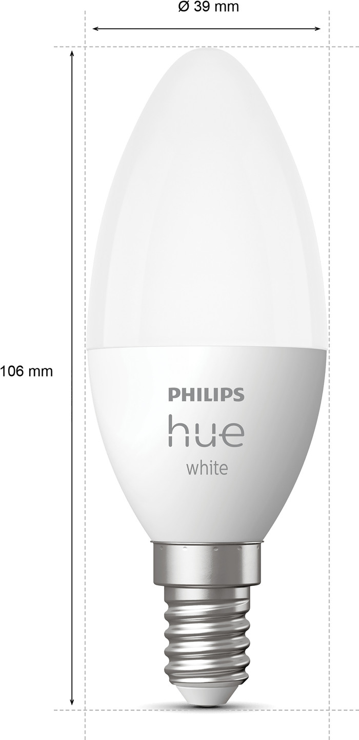 Philips Hue Ampoule Bougie White E14 Lot de 2 détail