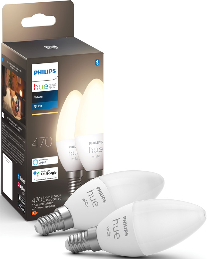 Philips Hue Ampoule Bougie White E14 Lot de 2 emballage