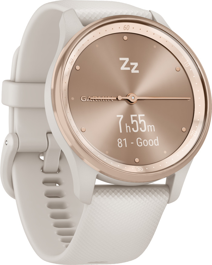 Garmin Vivomove Trend Or Rose/Blanc côté gauche