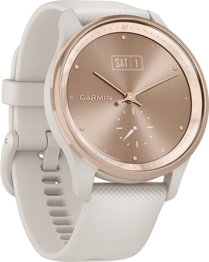 Garmin Vivomove Trend Or Rose/Blanc côté gauche