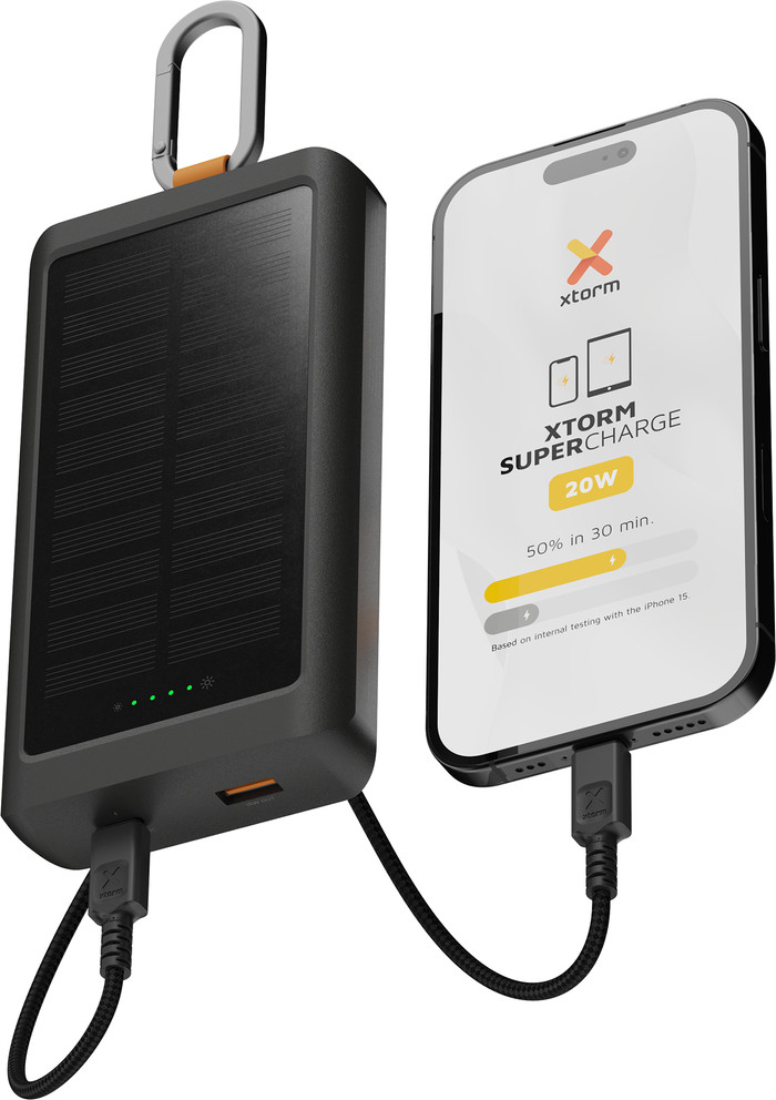 Xtorm 20W Go2 Power Bank 10.000 mAh Solar & Light Zwart samengesteld product