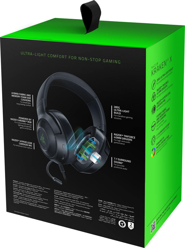 Razer Kraken V3 X USB Gaming Headset packaging
