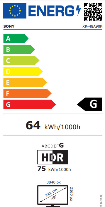 Sony Bravia OLED XR-48A90K (2022) energielabel