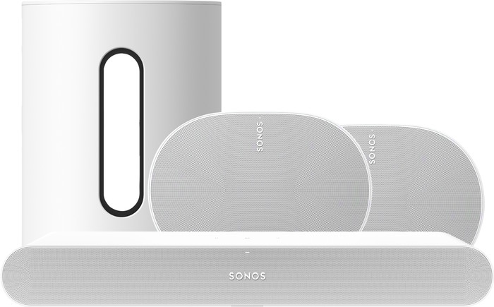 Sonos Ray White + 2x Era 300 White + Sub Mini White Main Image