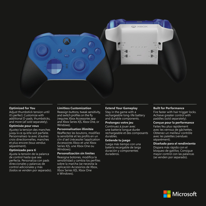 Microsoft Xbox Elite 2 Controller Core Blauw product in gebruik