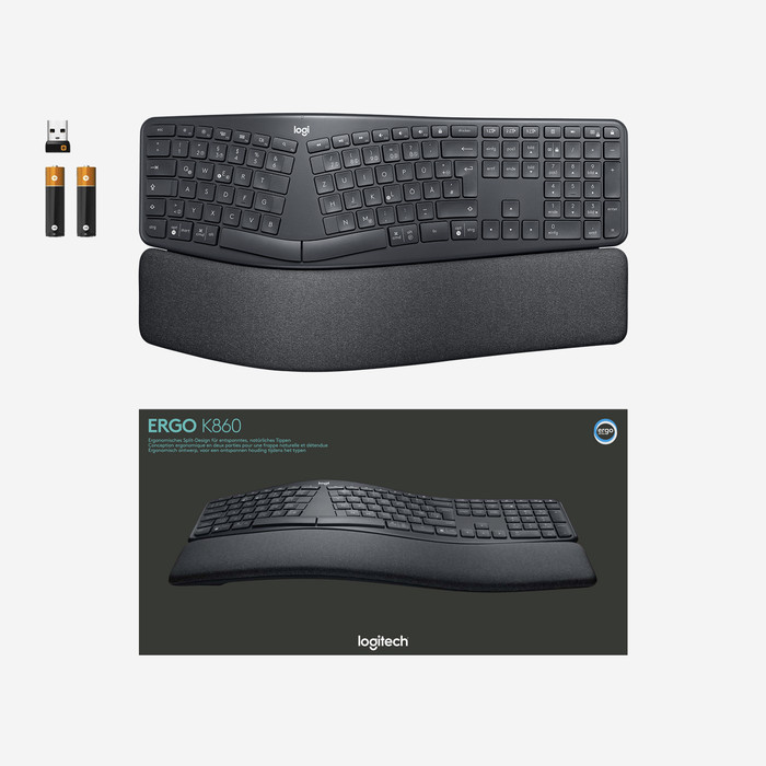 Logitech K860 Ergonomisch Draadloos Toetsenbord Azerty + Logitech MX Master 3S null