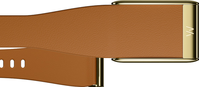 WHOOP 5.0 LeatherLuxe Tapered Band Bruin/Goud S/M detail
