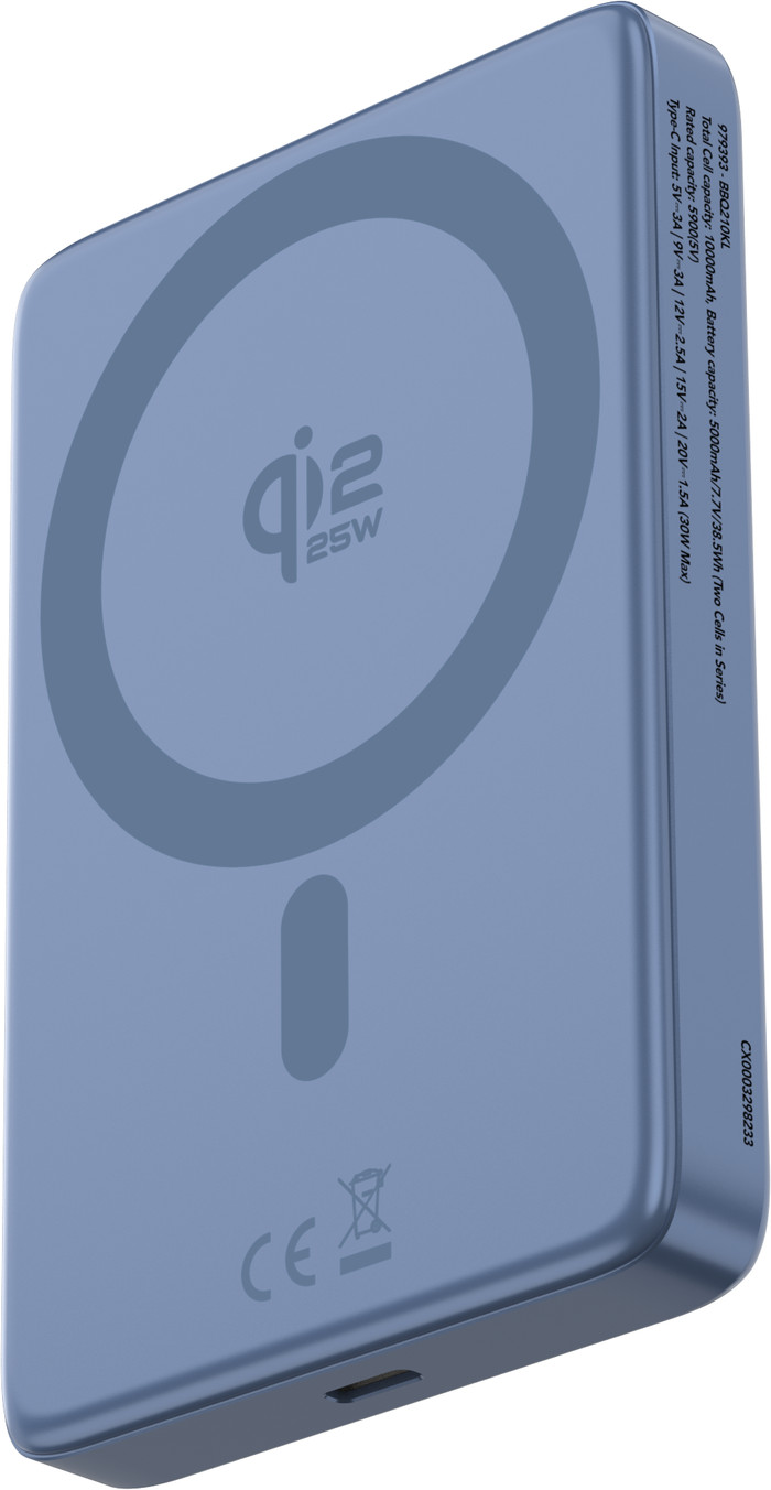 BlueBuilt Draadloze Powerbank met Qi2.2 en MagSafe 10.000 mAh met Snelladen 25 Watt Blauw rechterkant