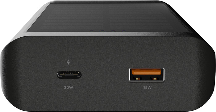 Xtorm 20W Go2 Power Bank 10.000 mAh Solar & Light Zwart voorkant