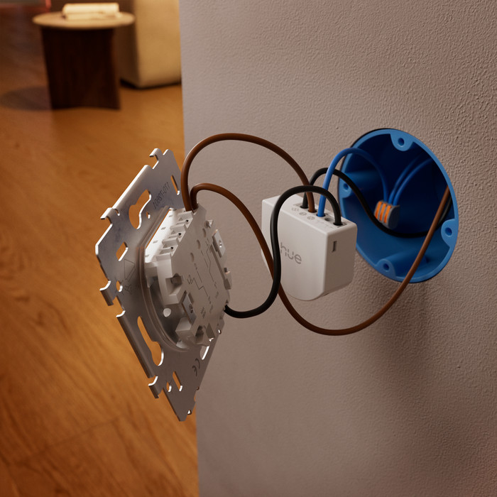 Philips Hue Bedrade Wandschakelaarmodule voor Niet Slimme Lampen 1 Kanaal product in gebruik