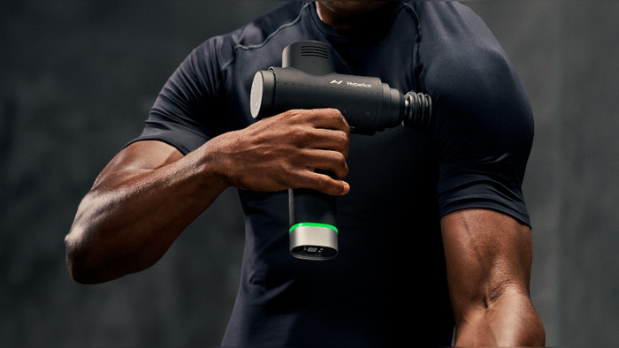 Hyperice Hypervolt 2 Pro + Heated Head product in use