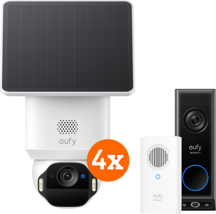 Eufy SoloCam E42 4-Pack + Video Doorbell E340 + Chime Main Image