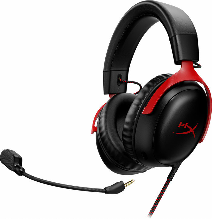 HyperX Cloud III Wired Gaming Headset - Black/Red (PC, PS5, Xbox Series X/S) null
