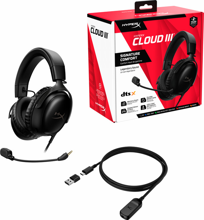 HyperX Cloud III Casque Gamer Filaire - Noir (PC, PS5, Xbox Series X/S) null