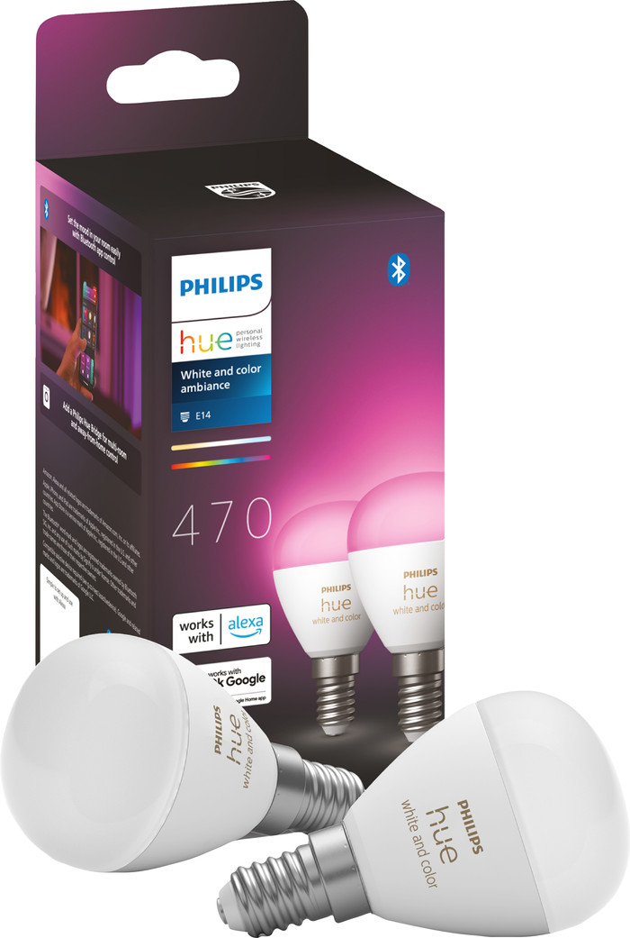 Philips Hue Luster Spherical Light White and Color E14 2-pack Main Image