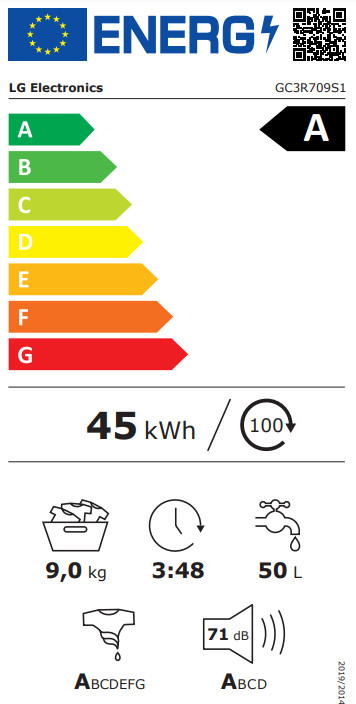 LG GC3R709S1 Turbowash 39 + LG RH90V5AV6N energy label