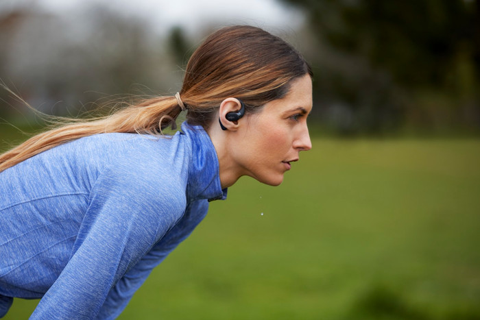 Shokz OpenFit Cream product in use