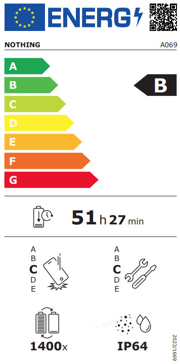 Nothing Phone (4a) 128GB Wit 5G energielabel