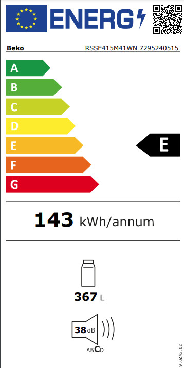 Beko RSSE415M41WN classe énergétique