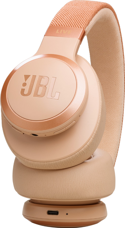 JBL Live 770NC Rose Gold + BlueBuilt Quick Charge Charger with USB-A Port right side