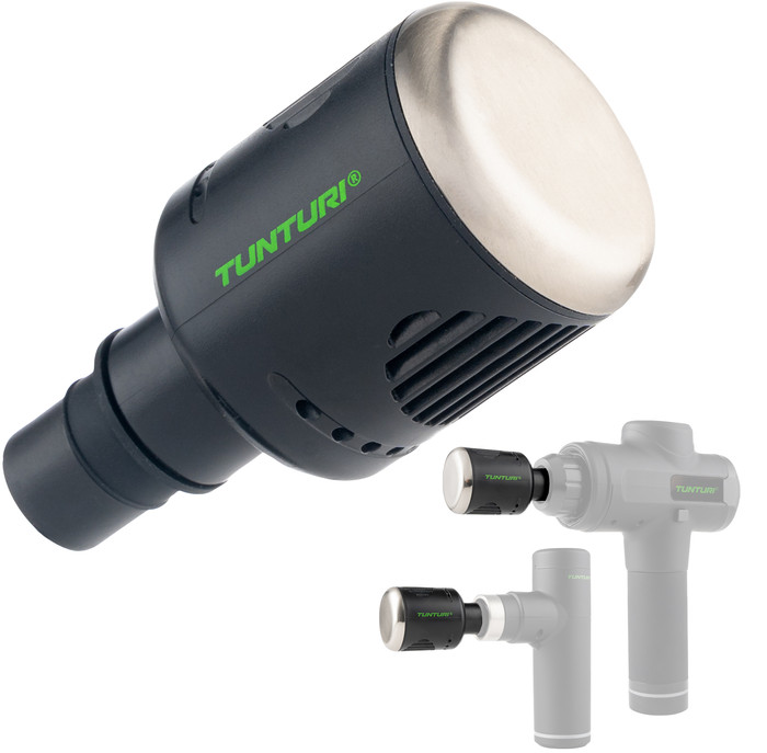 Tunturi Massage Gun Mini + Massage Head Warm and Cool product in use