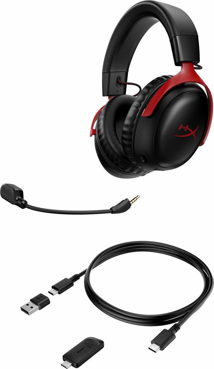 HyperX Cloud III Wireless Gaming Headset - Zwart/Rood(PC, PS5, PS4) null