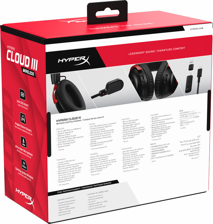 HyperX Cloud III Wireless Gaming Headset - Zwart/Rood(PC, PS5, PS4) null