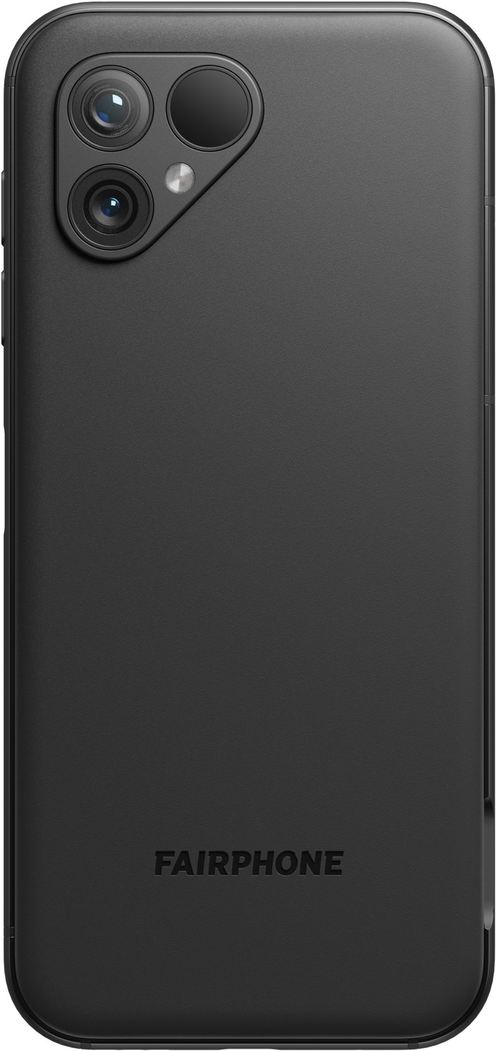 Fairphone 5 256GB Zwart 5G + BlueBuilt Usb C Kabel 1,5m Nylon Zwart achterkant