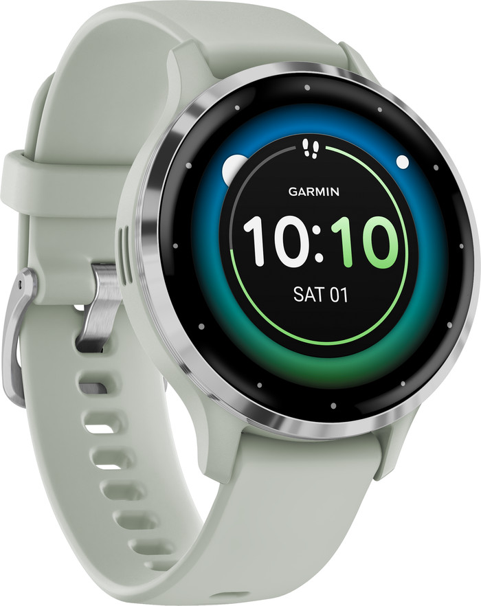 Garmin Venu 3S Silver/Green left side