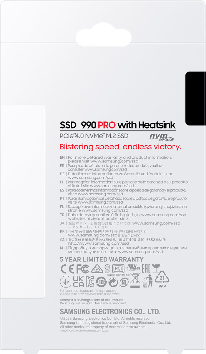 Samsung 990 Pro 4TB Heatsink NVMe SSD null