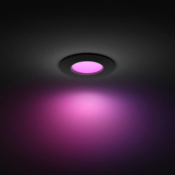 Philips Hue Inbouwspot Slim - White and Color - 90mm - Zwart voorkant
