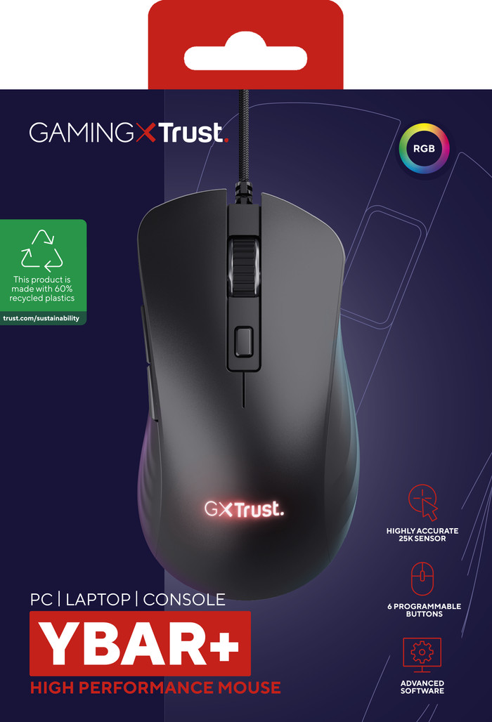 Trust GXT 924 Ybar+ Pro Gaming Mouse Black packaging