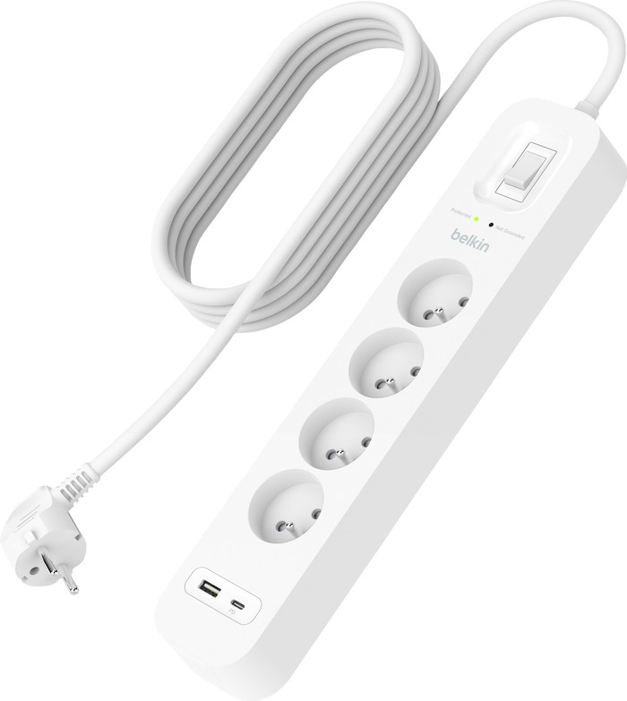 Belkin Parafoudre 4 Prises 2 Mètres USB-C Blanc null