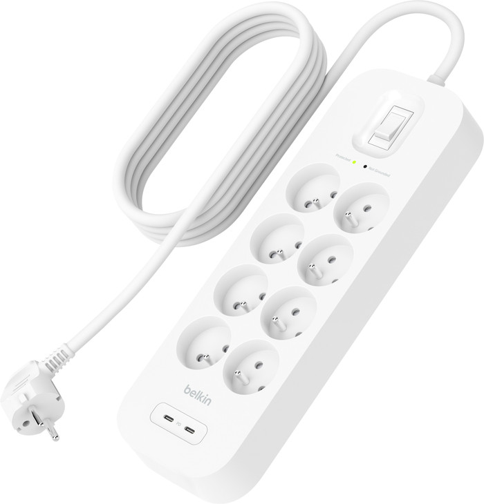 Belkin Surge Protection 8 Outlet 2m Dual USB-C 30W PD White null