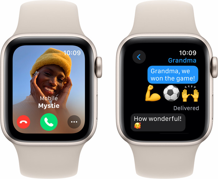 Apple Watch SE (2022) 40 mm Lumière Stellaire Aluminium Bracelet Sport S/M avant