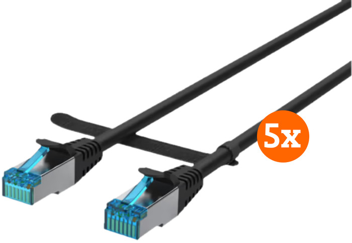 BlueBuilt Network Cable STP CAT6 0.5m Black 5-pack Main Image