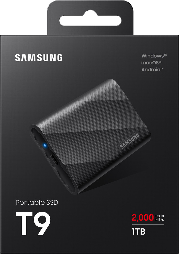 Samsung T9 Portable SSD 1TB Black packaging