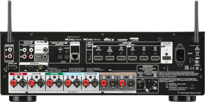 Polk Audio Monitor XT20 Speaker Set + Denon AVR-X1800H Receiver achterkant