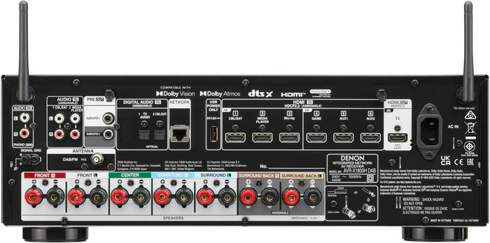 Denon AVR-X1800H DAB Noir arrière