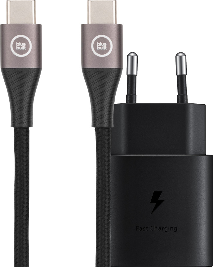 Samsung Chargeur Super Fast Charging 25 W + BlueBuilt Câble USB-C vers USB-C 1,5 m Nylon Main Image
