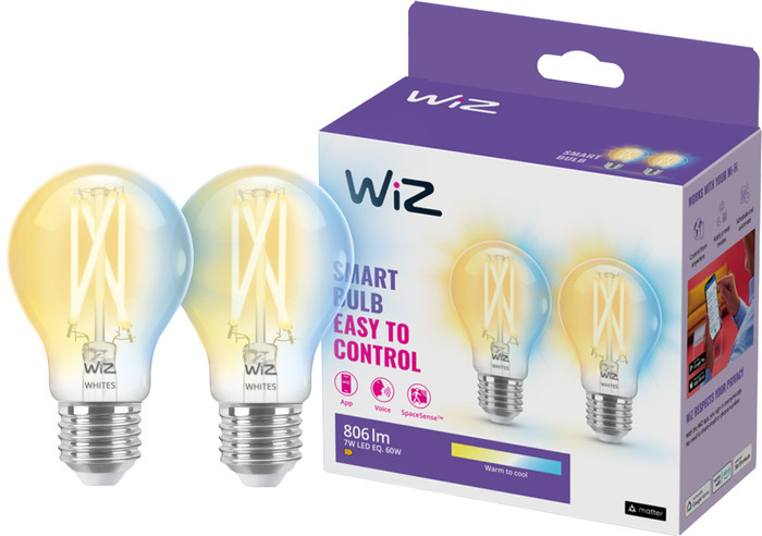 WiZ Ampoule à Filament Lot de 2 - Lumière Blanche Chaude à Lumière Blanche Froide - E27 avant