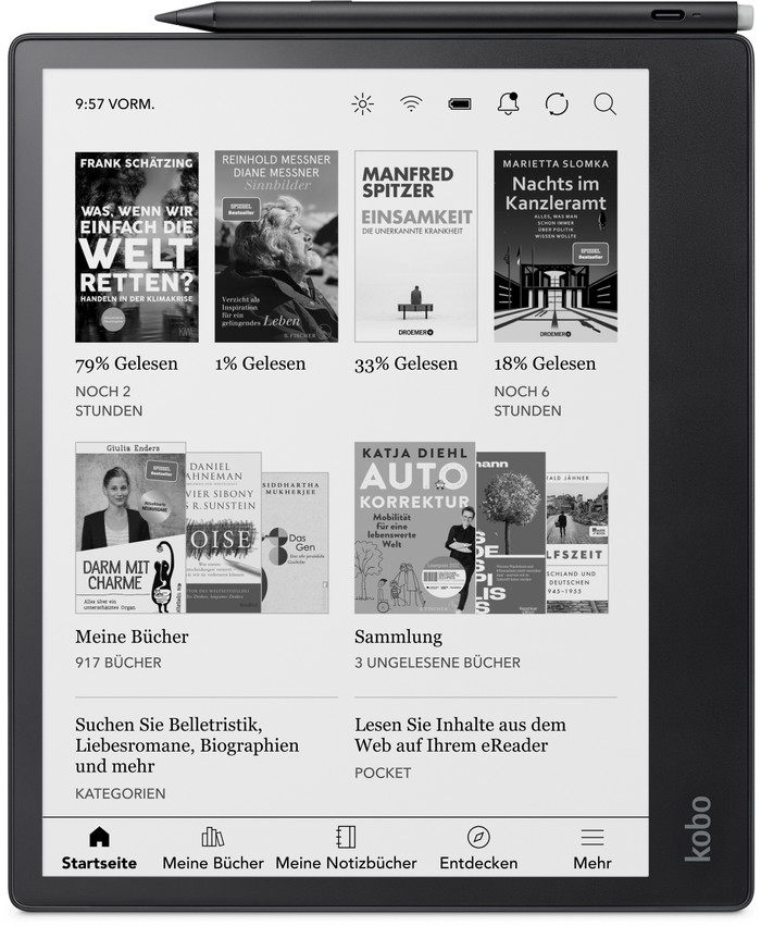 Kobo Elipsa 2E + Sleep Cover Zwart voorkant